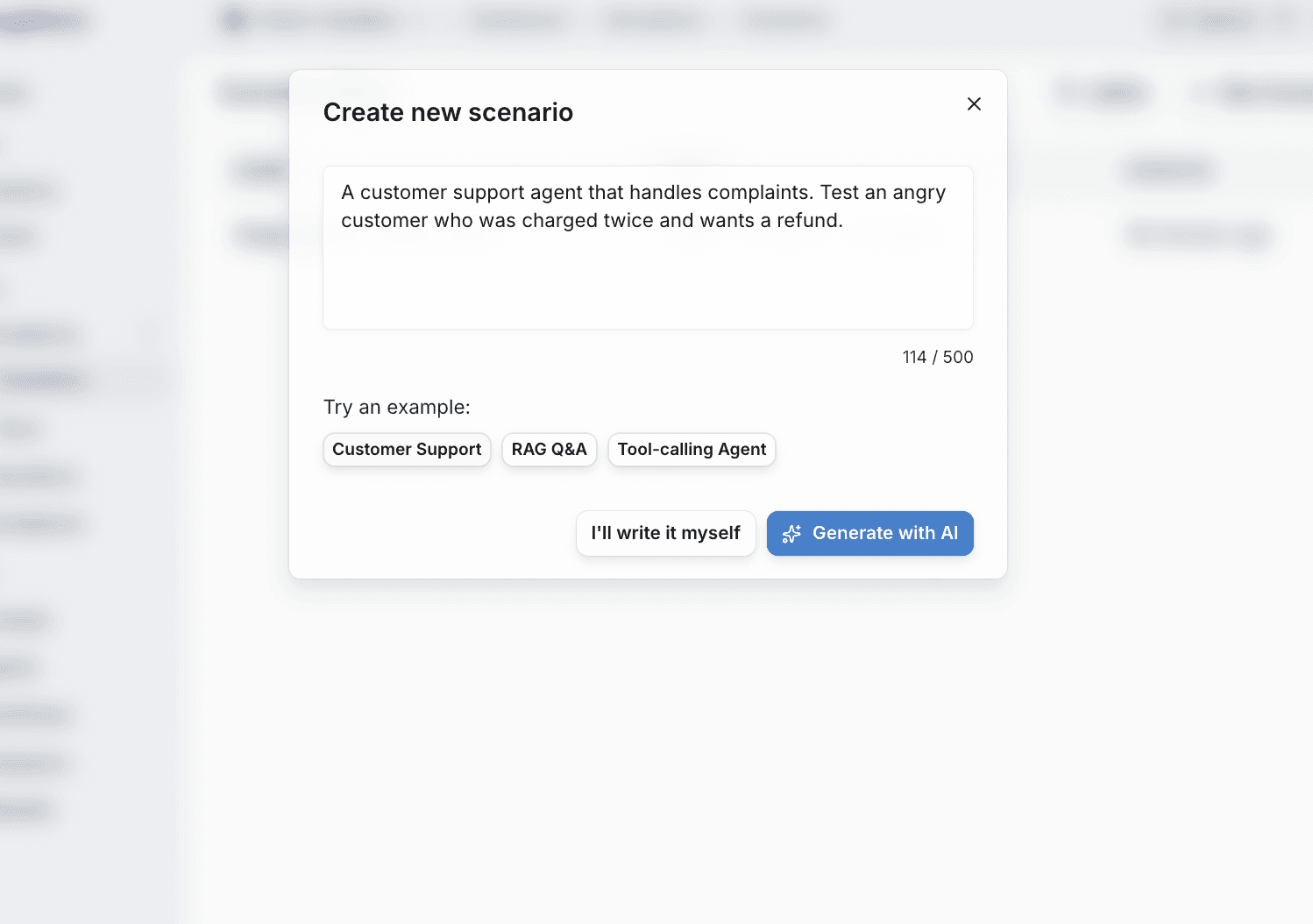create a new langwatch scenario