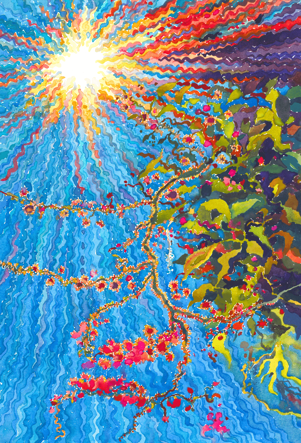 premium art poster and canvas prints, with originals available, from QART , of the artwork " Coralita Pink Flowers "