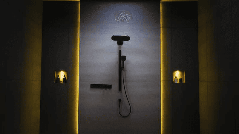 Shower setup featured in a product video shoot for TOTO India.