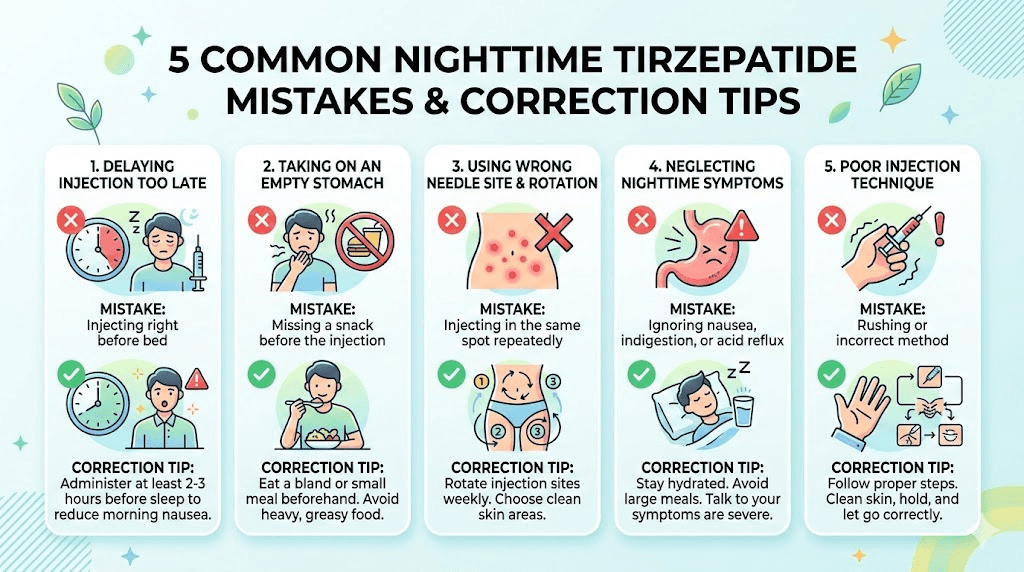 Five common mistakes when taking tirzepatide at night and how to fix them