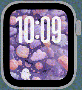 Candy Grave pastel Halloween Apple Watch face with sweet spooky styling