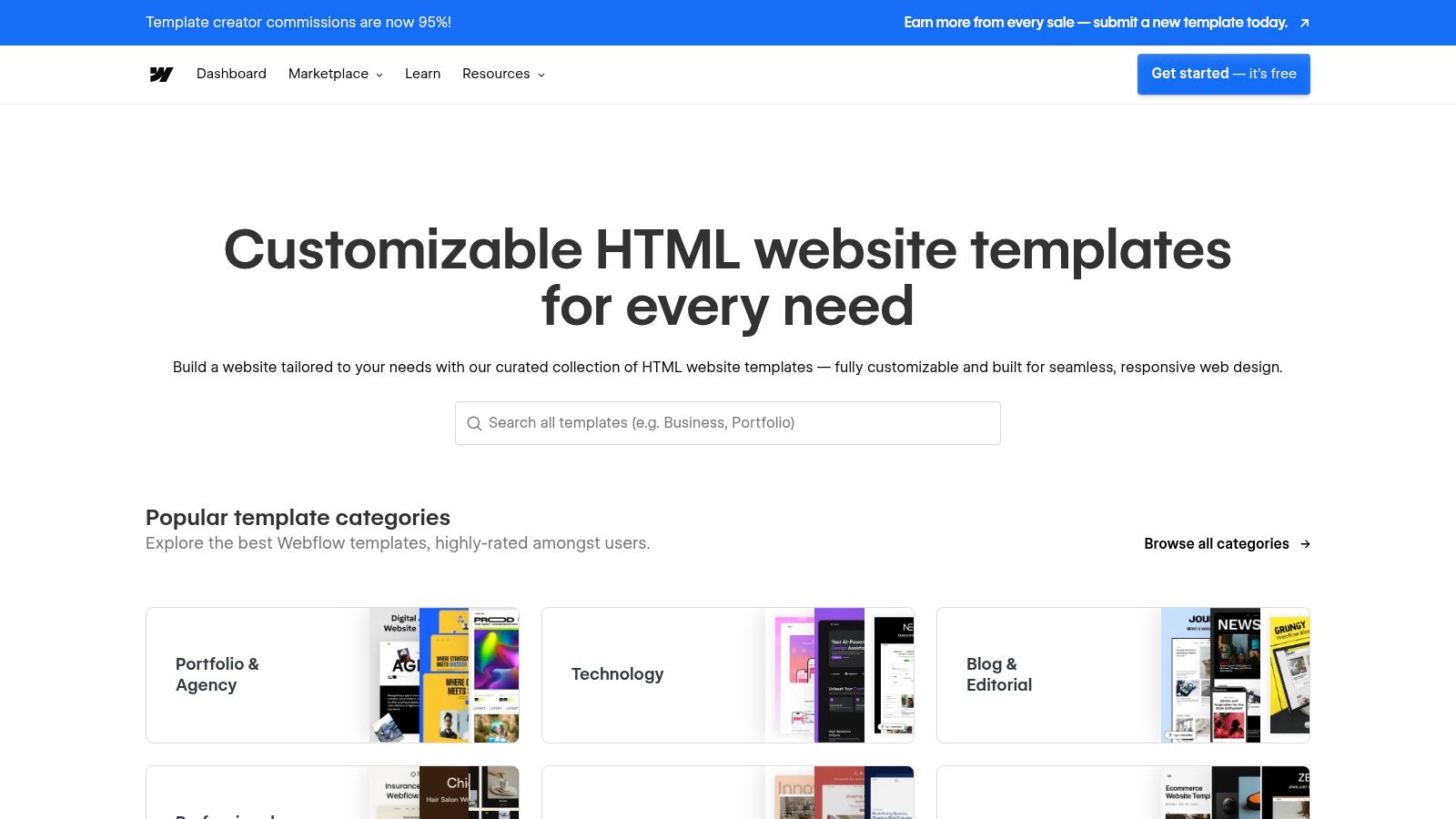 Webflow Templates (Official Marketplace)