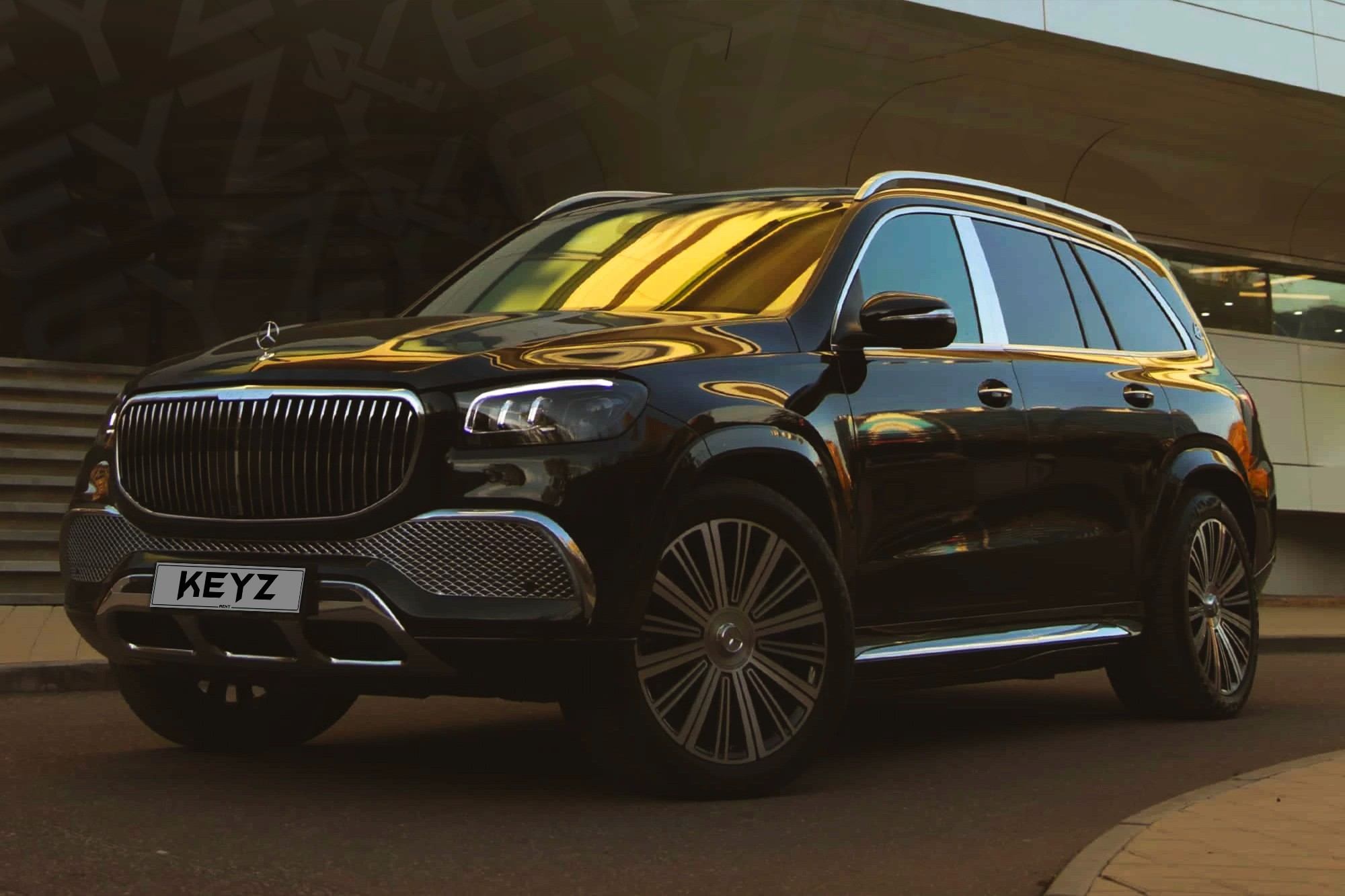 Vue extérieure Mercedes GLS Maybach noir – Location voiture de luxe à Dubaï | Keyz Rent
