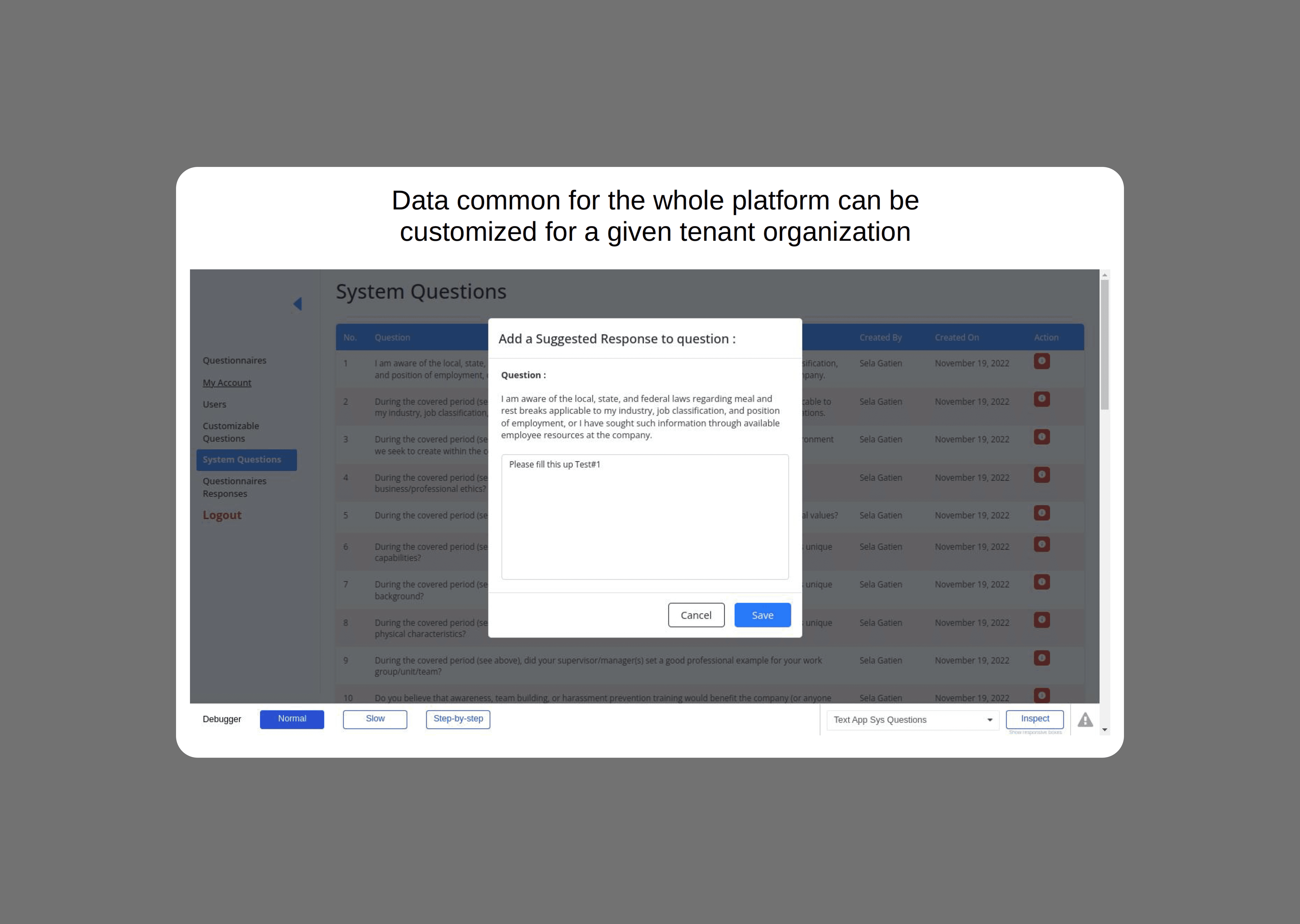 Customisation of common Data