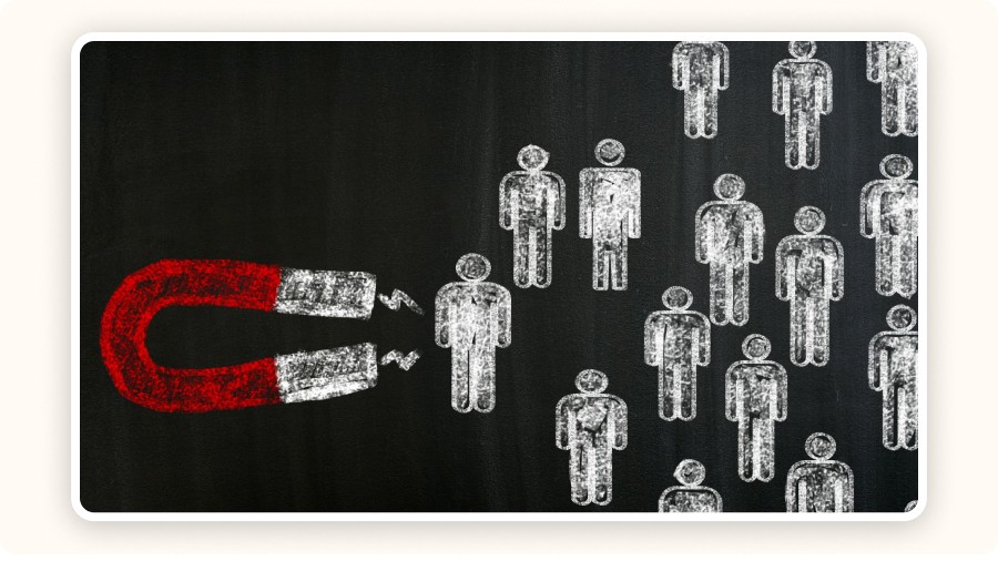 Magnet attracting human silhouettes