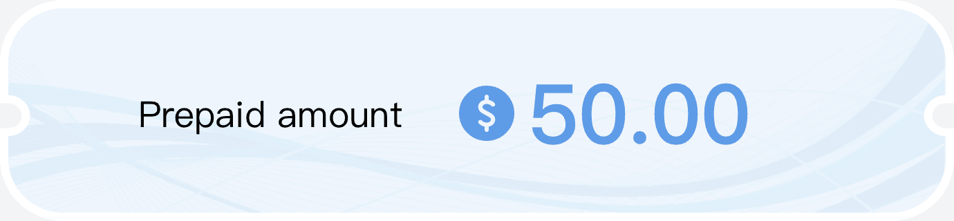 Prepaid Amount 50 dollars