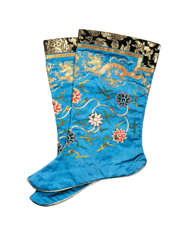 蓝色刺绣长筒袜