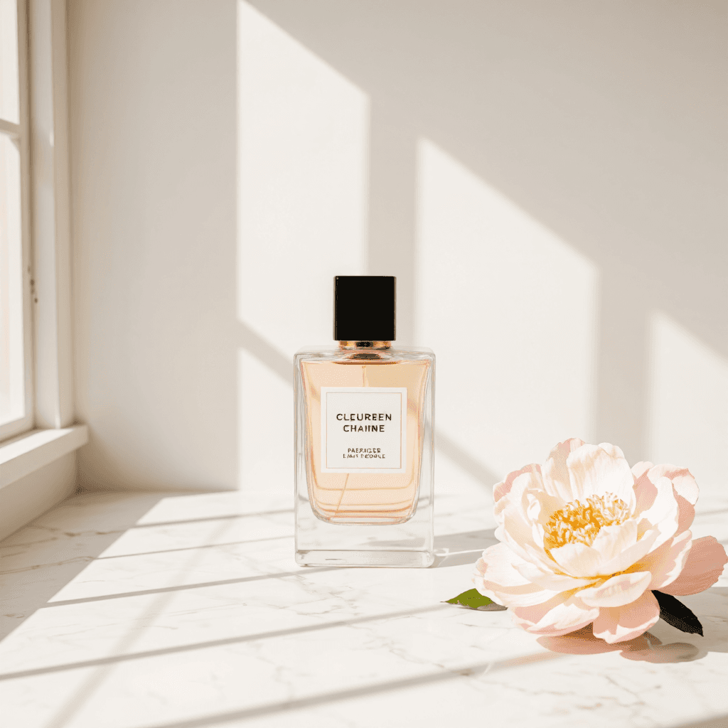 product photography of a bottle of perfume, used for fragrance