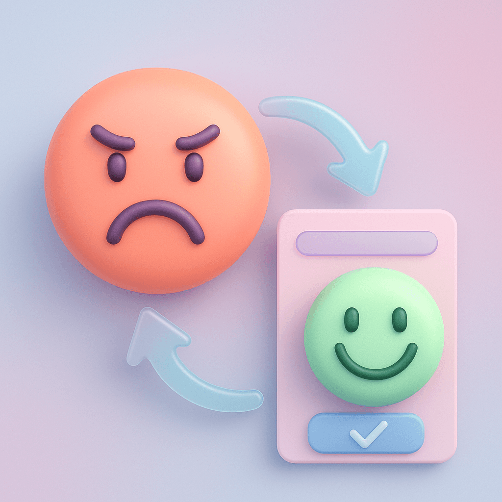 frowny face representing frustration in UX