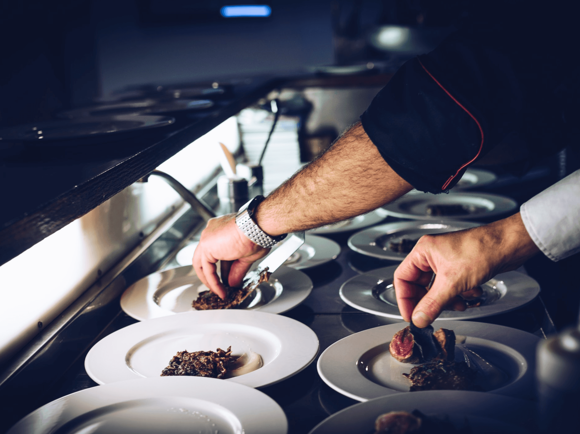 Chefs preparing dishes