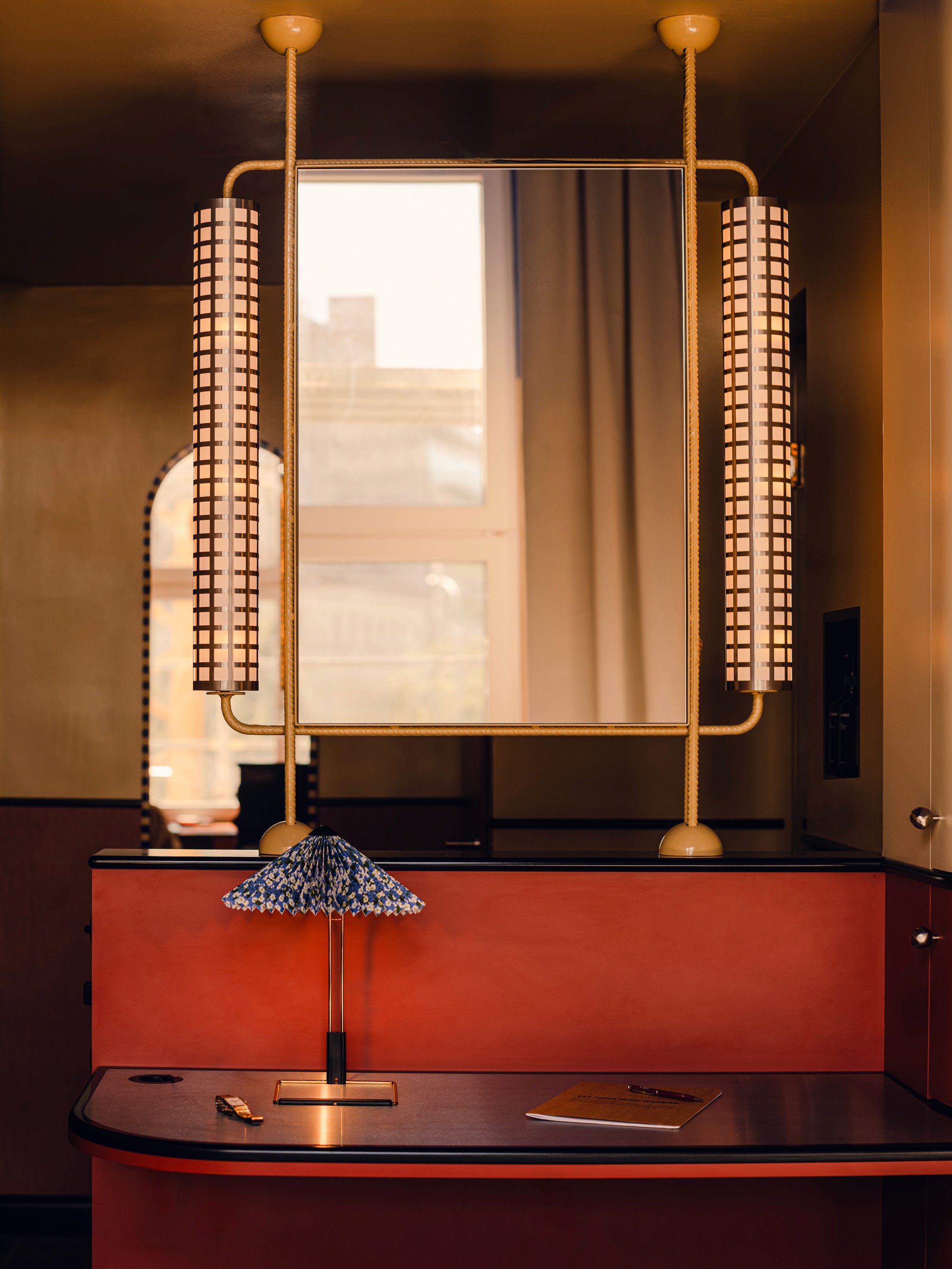 Mirror with Tube lights in Bedroom at The Companion Hotel
