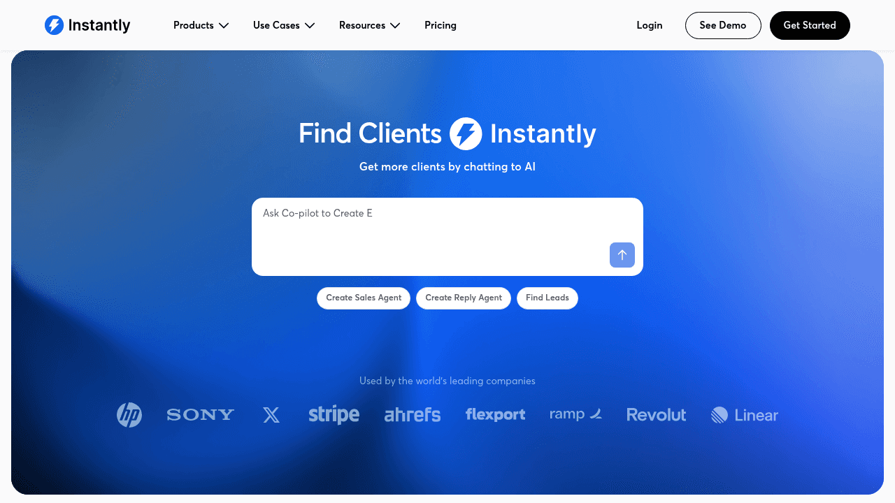 Screenshot of https://instantly.ai/