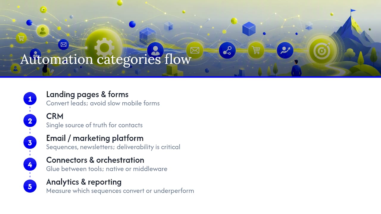 Five connected marketing automation categories