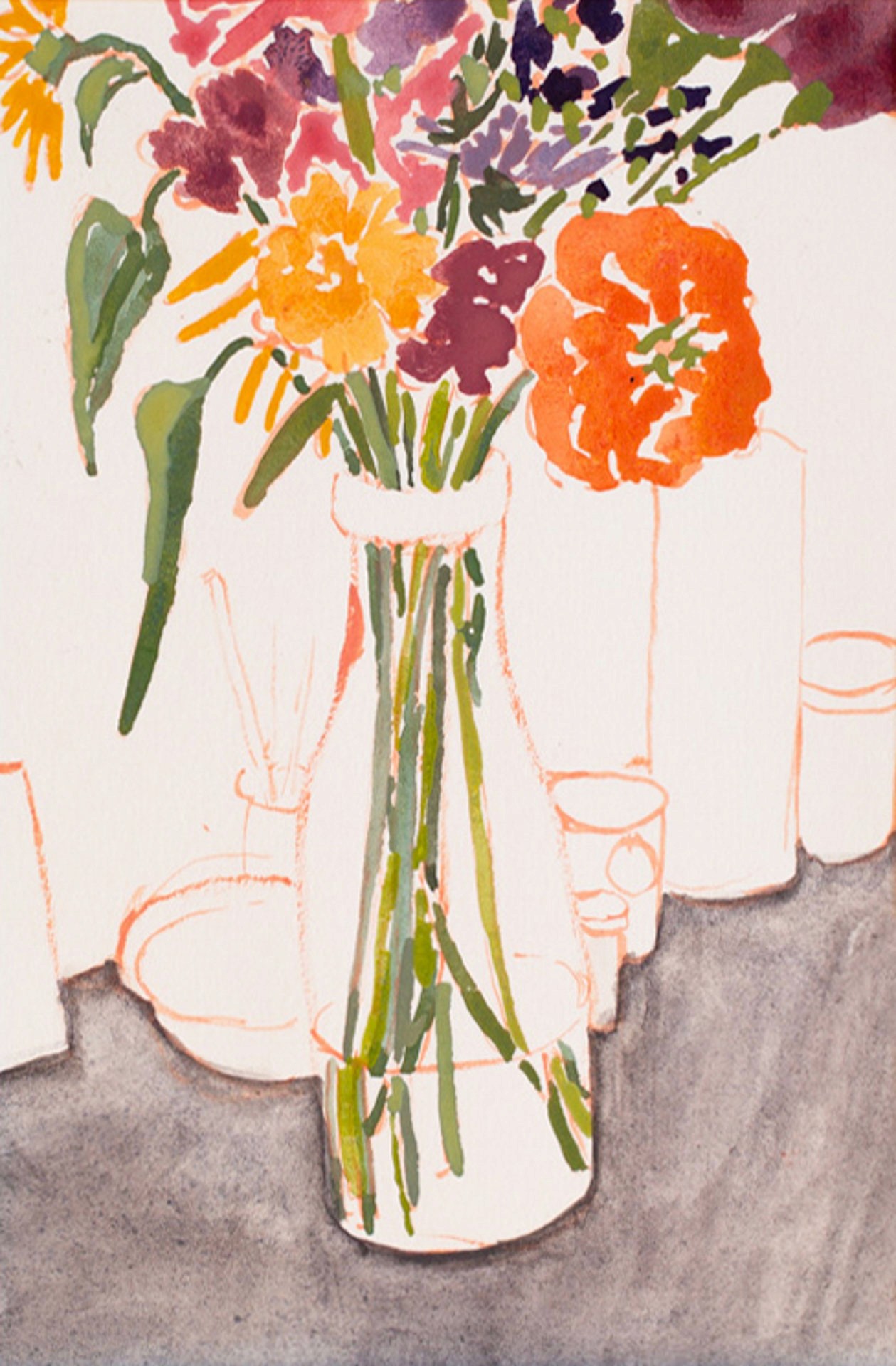 Annuals, 2023, egg tempera on paper, 6x4.5"