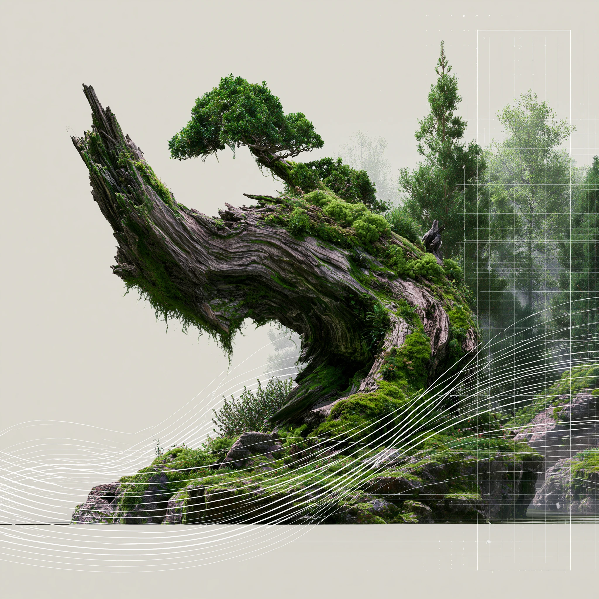 Abstract wooden moss illustration 2