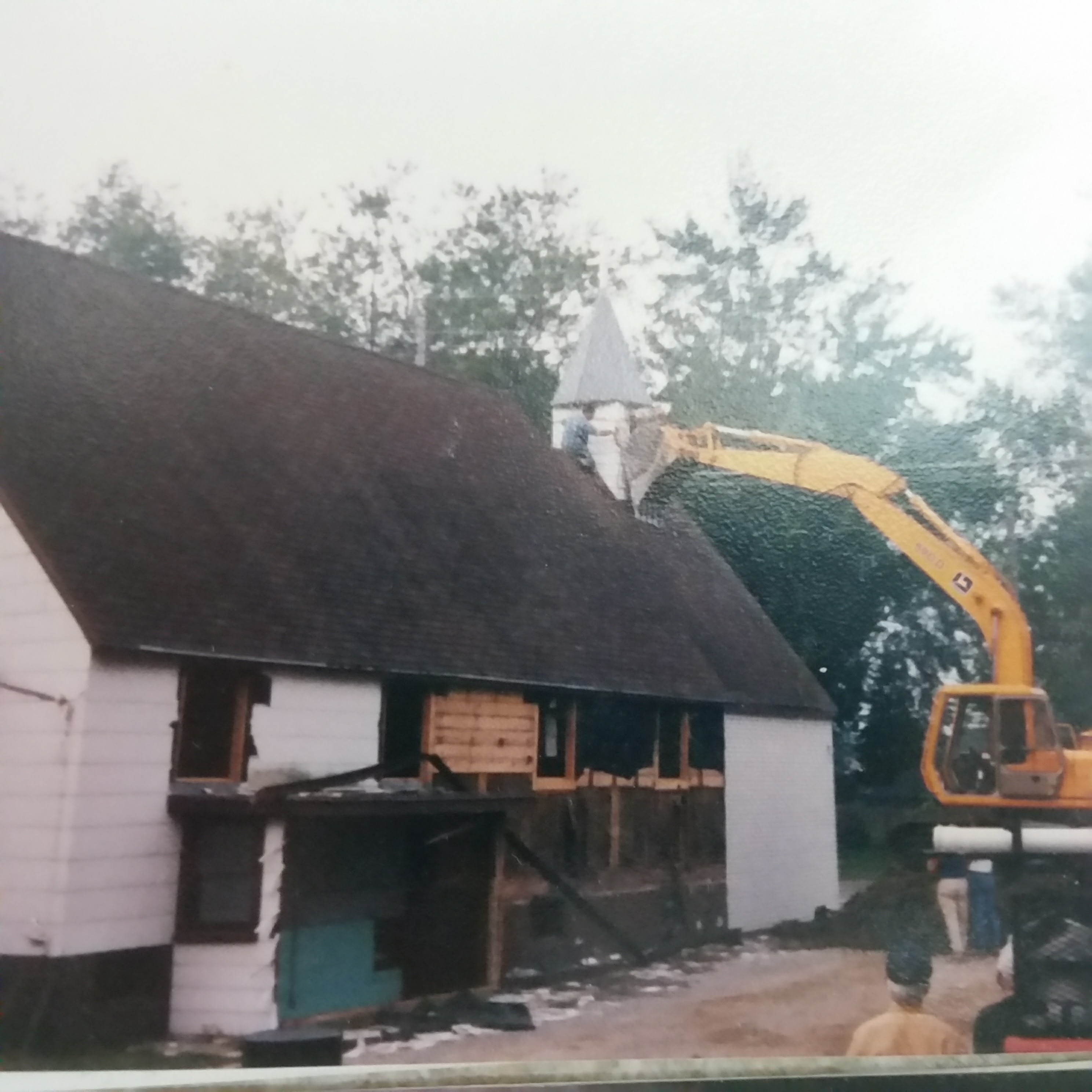 A black and white picture of a church