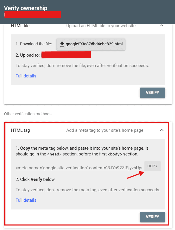 Google Search Console set up