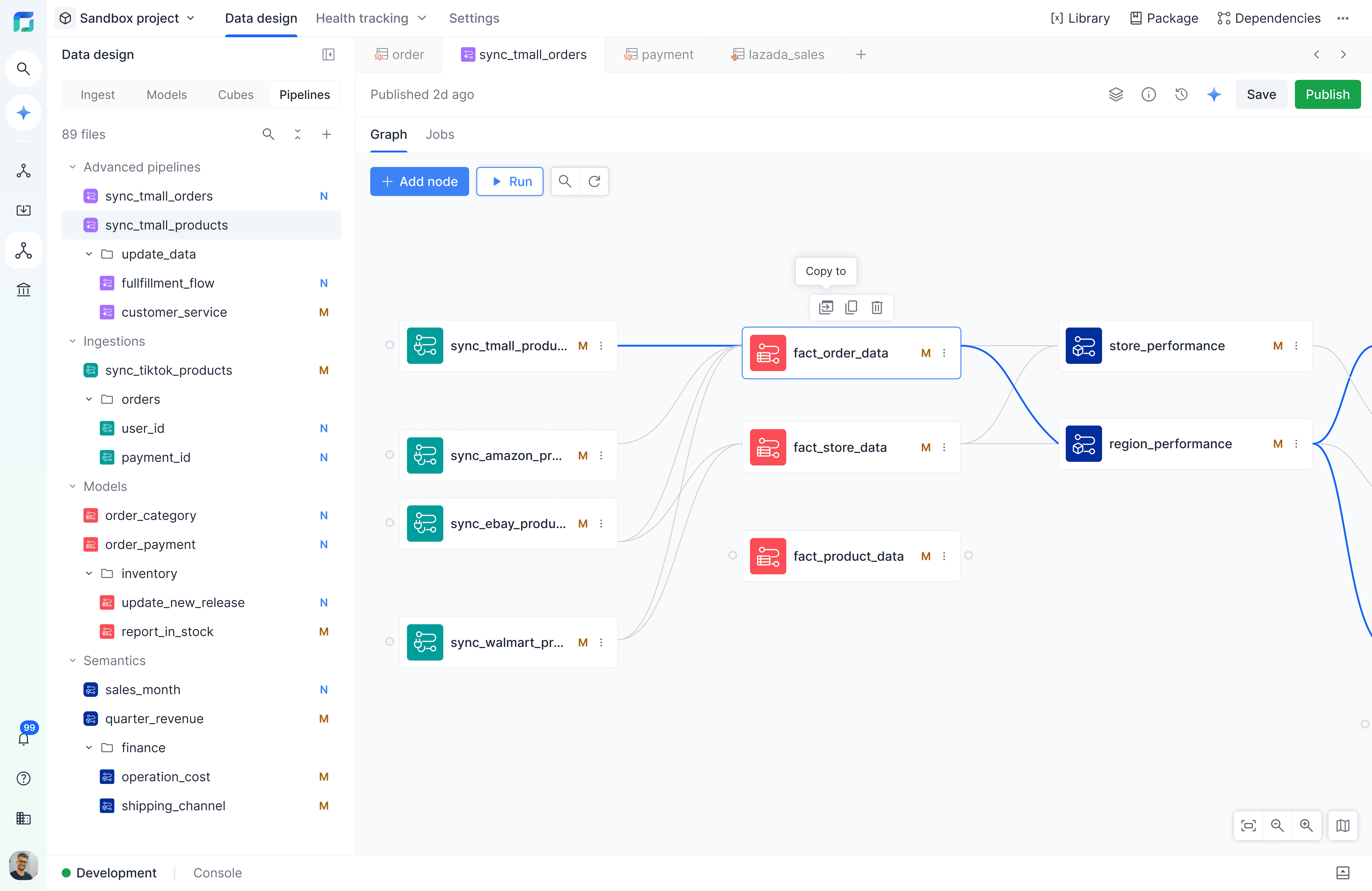 Flowchart with steps and dependencies in HelloBot