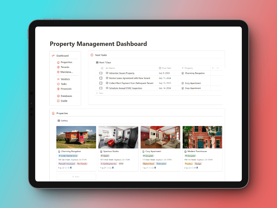 Property Management Notion Dashboard