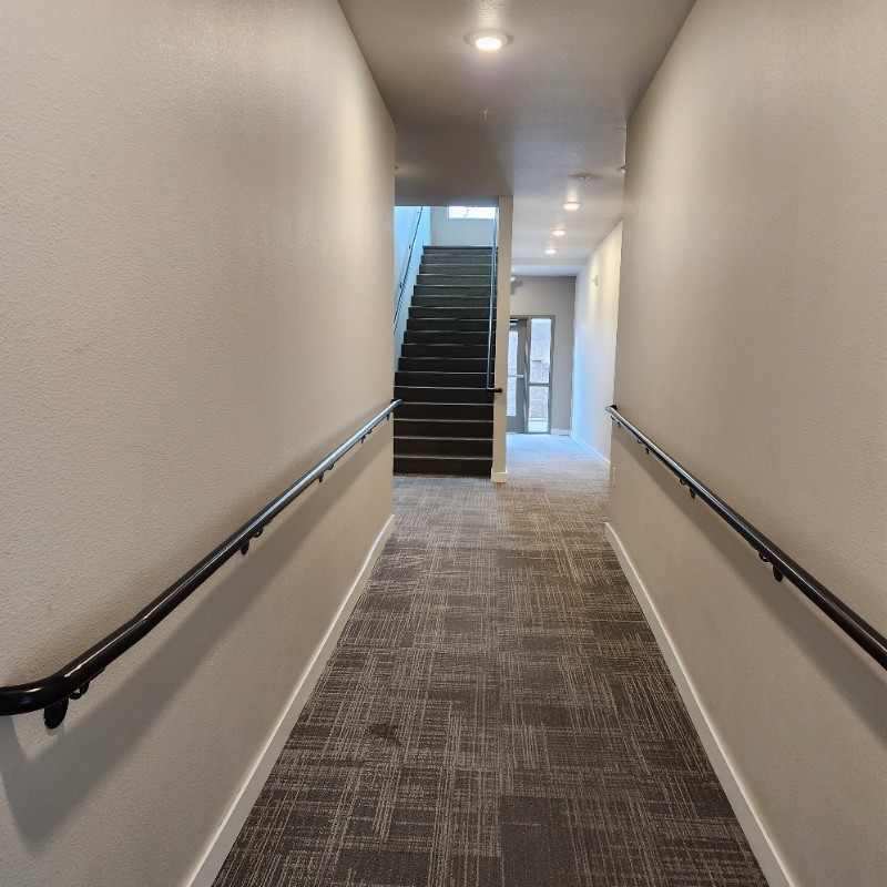 Cleaned handicap accessible carpeted ramp