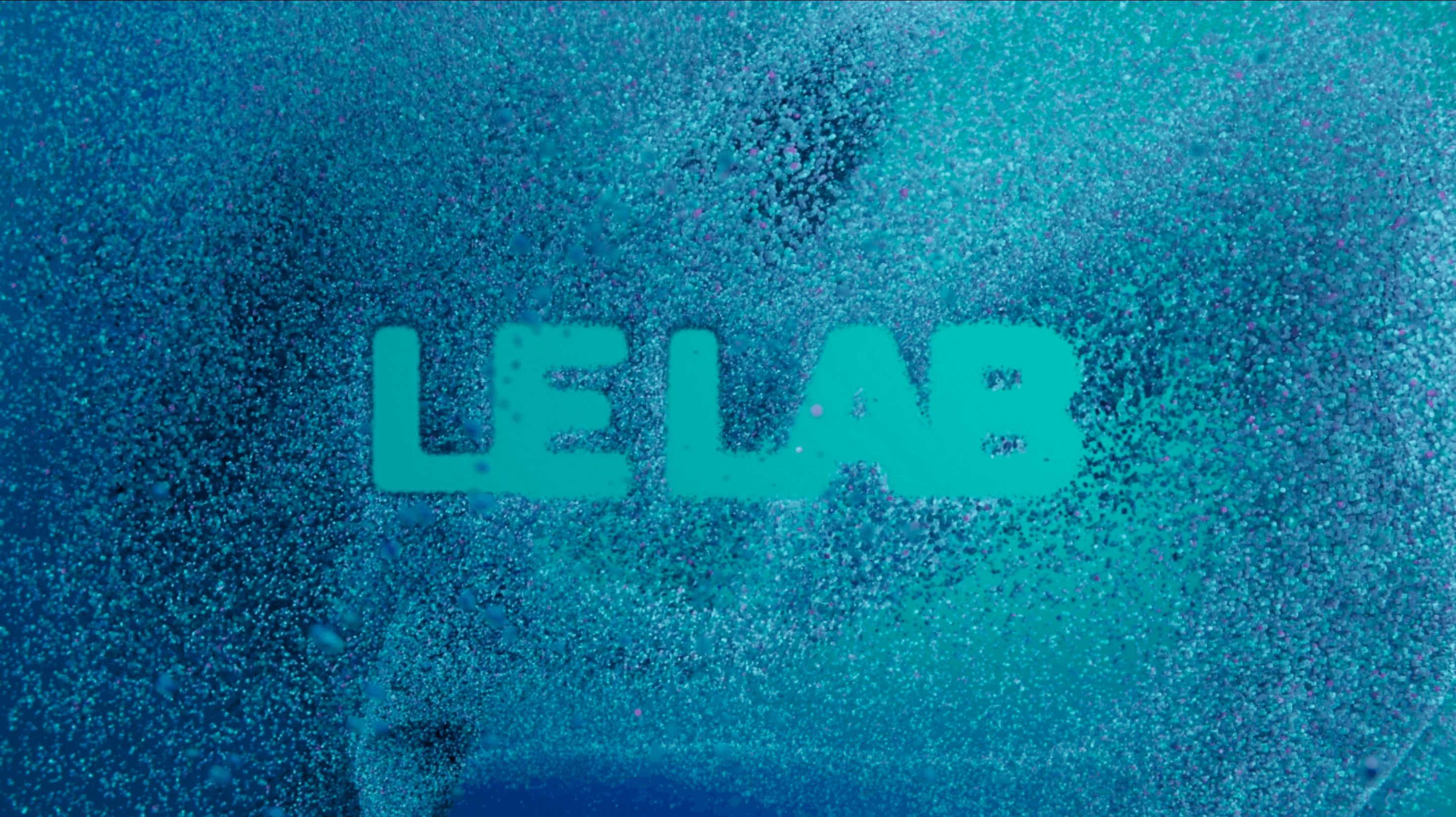 Particles forming Le Lab, name of Arkema's new HQ showroom, moving when visitors walk by.