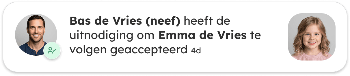 Melding van een geaccepteerde uitnodiging om te volgen