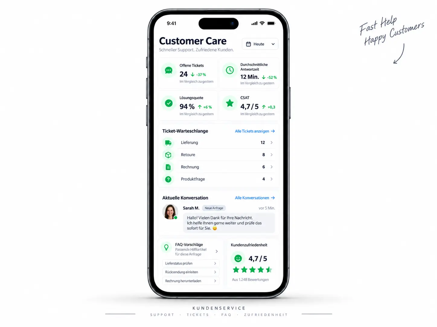 Beispielhafte Produktbewertungen auf einem Smartphone