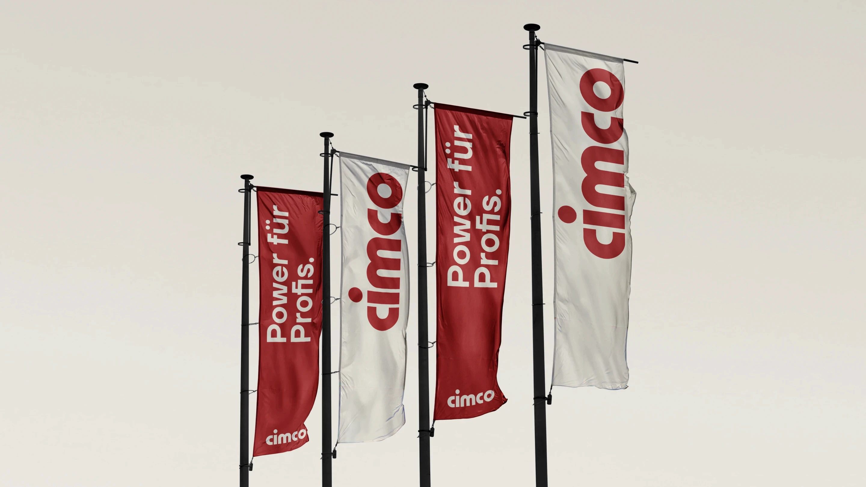Red and beige flag posts