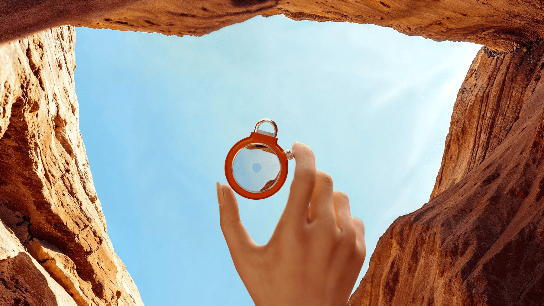 CACHE capturing colour outdoors beneath a sandstone arch
