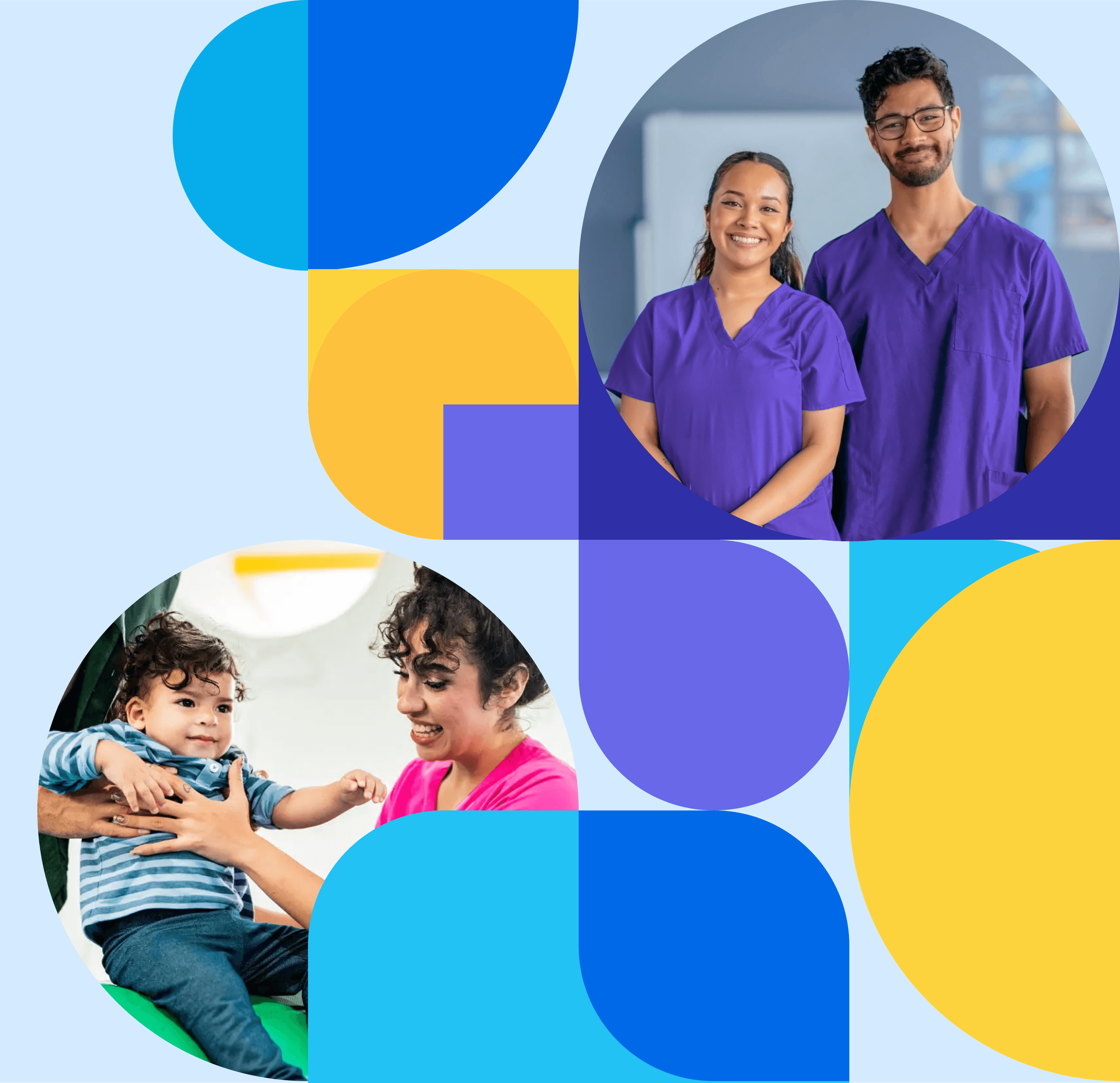 Equipo de cuidadores con uniforme sonriendo