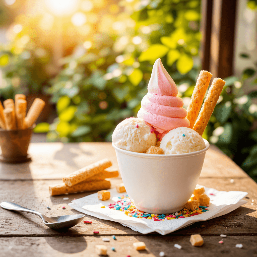 product photography of a cup of gelato