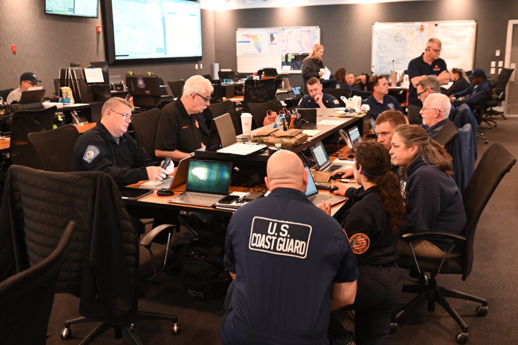 Florida US&R teams coordinating operations at the Clay County Emergency Operations Center.