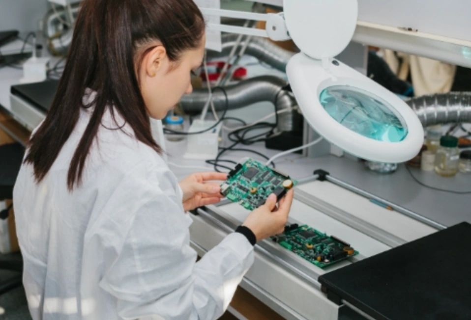 a black and white living room with a large tv