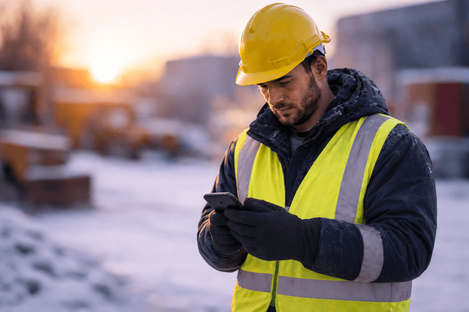 woman holding a phone and man looking at the phone. both are smiling