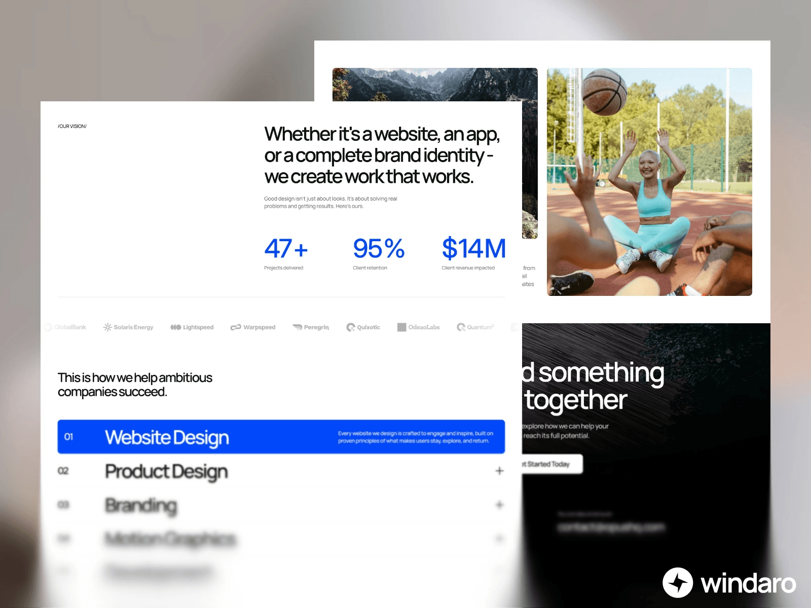 Opus digital agency Framer template footer section