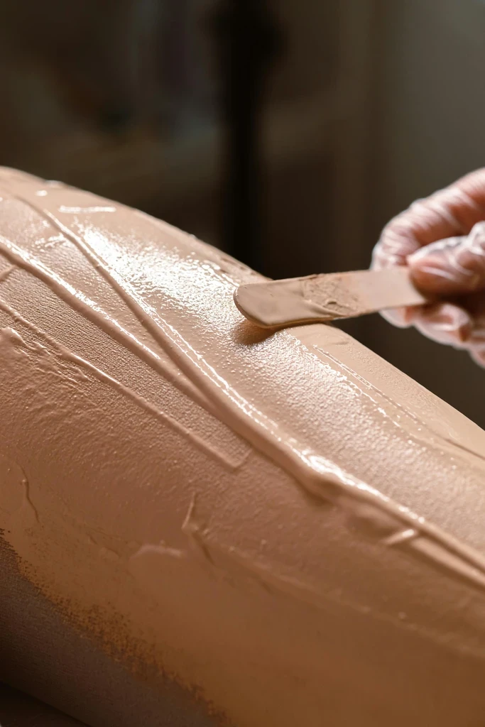 Wax being applied to body to remove unwanted body hair