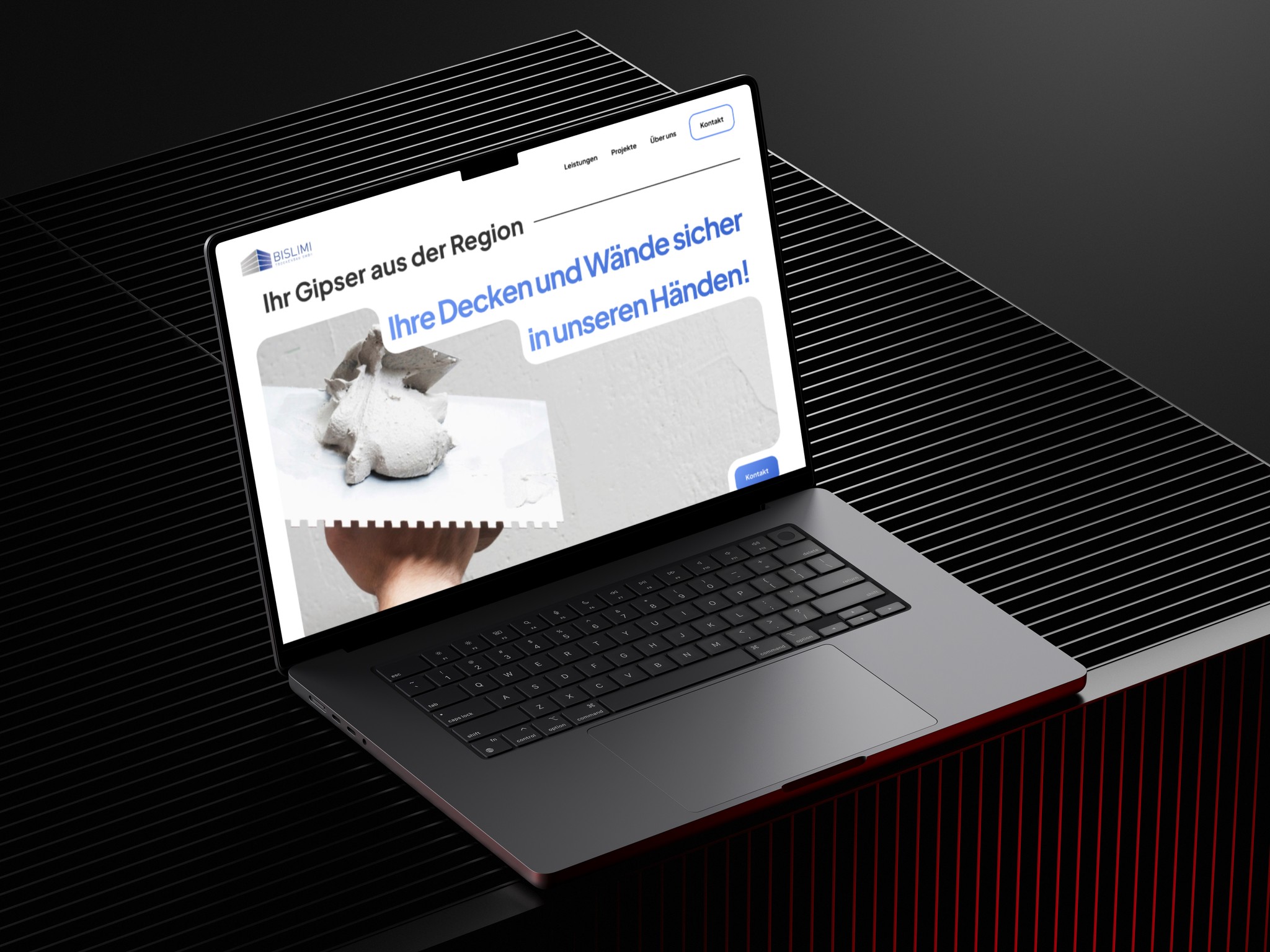 Modernes Web Design für Bislimi Trockenbau auf MacBook
