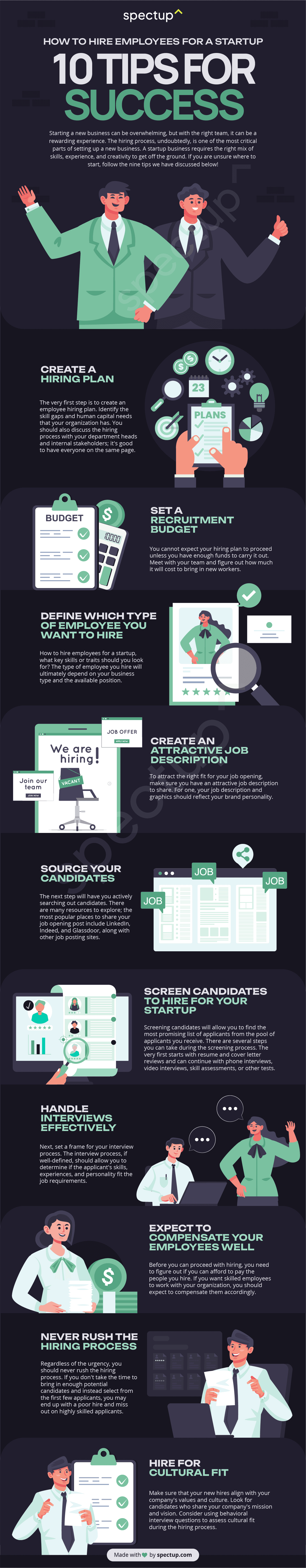 Infographic: How to hire employees for a startup: 10 Tips for success