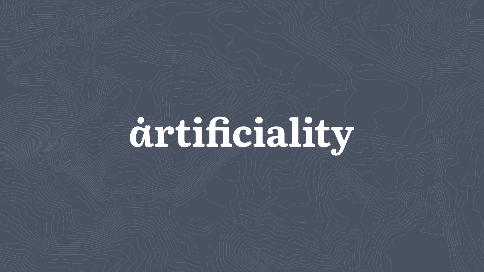 The Artificility logo on a background with an abstract topographical map pattern