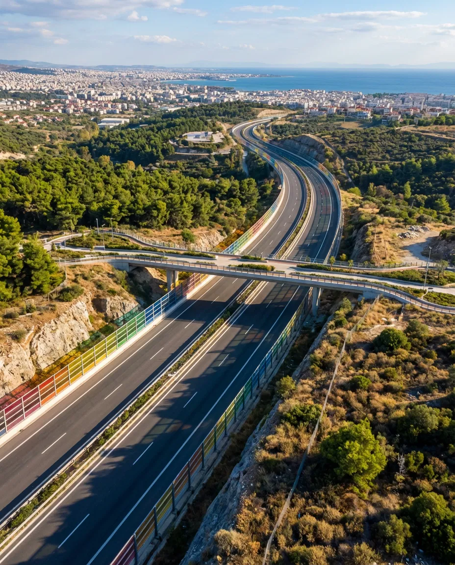 View of the Thessaloniki ring road from an elevated angle