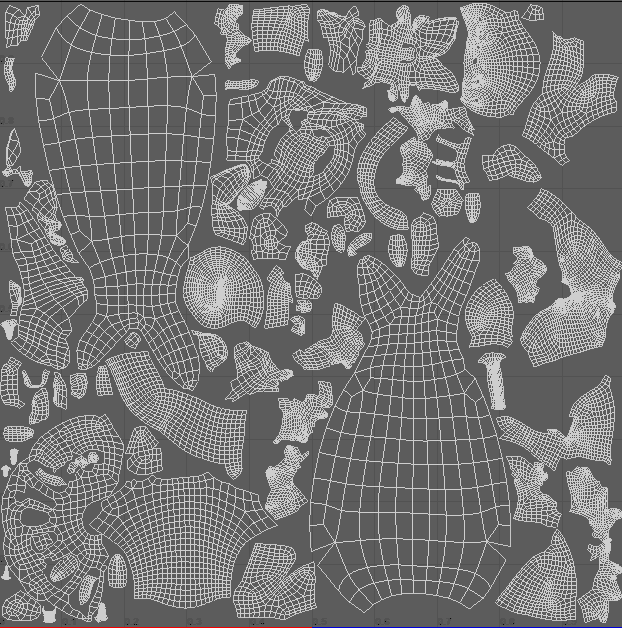 UV layout for an Ilythis plant texture set containing densely packed organic forms.