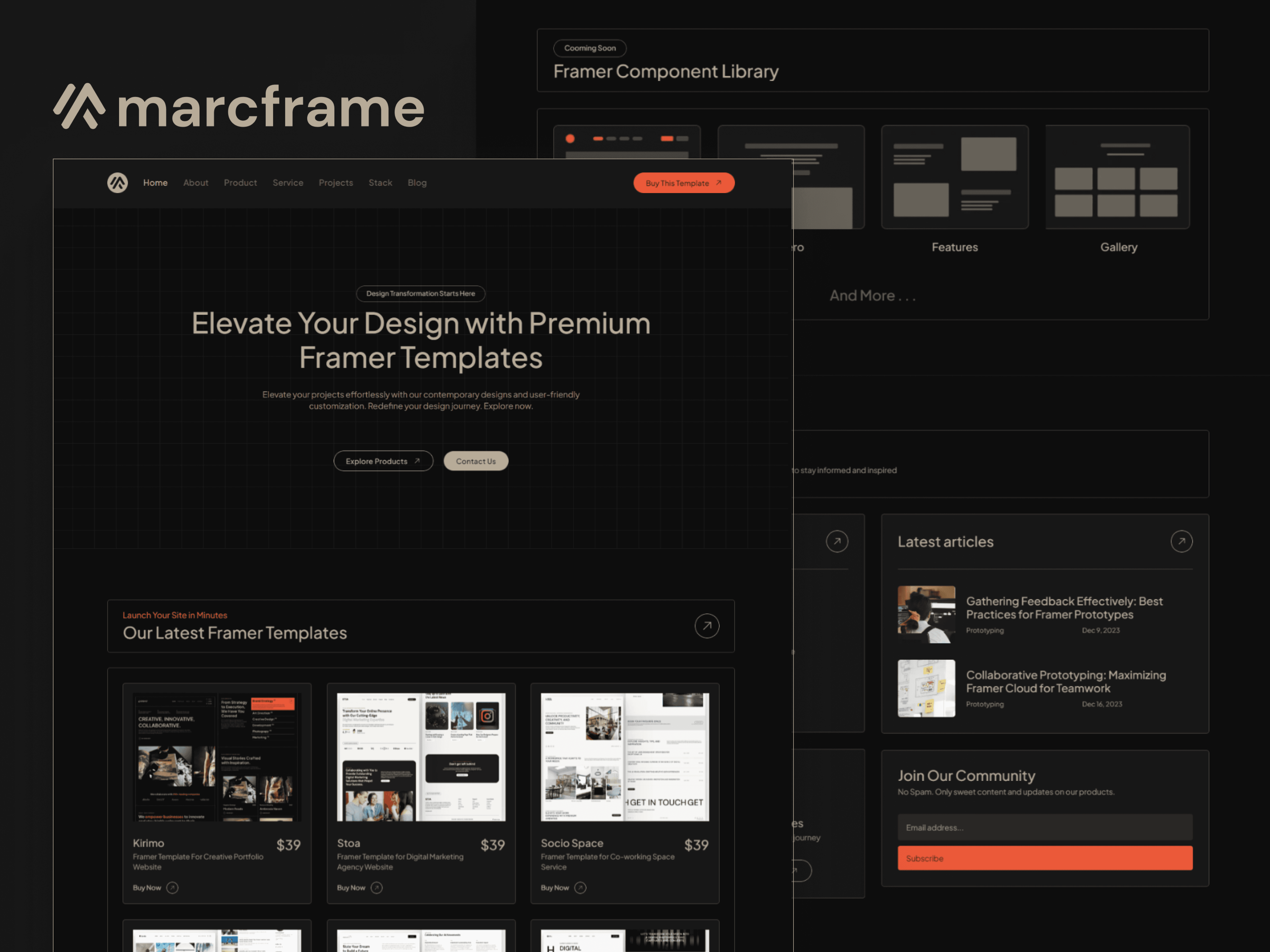 Marcframe Template - Framer Template for Portfolio & Digital Store