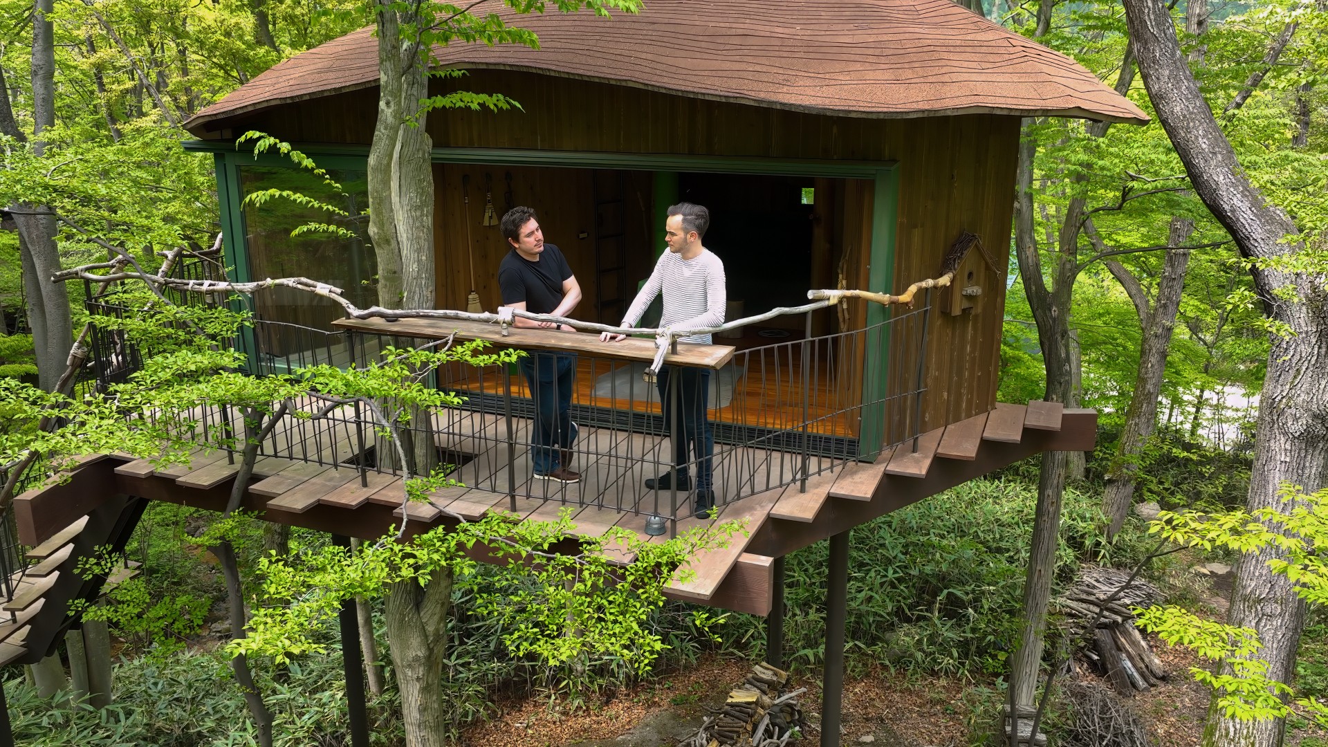 Alex Shapiro and Chris Broad in an exclusive treehouse listing in Japan, showcased on Tokyo Portfolio