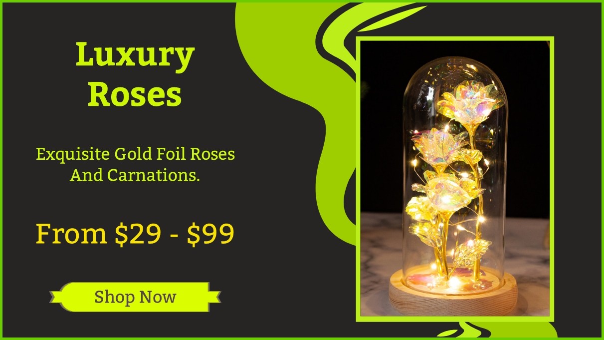 Golden foil rose website hero banner design