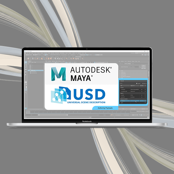 Maya USD on a laptop