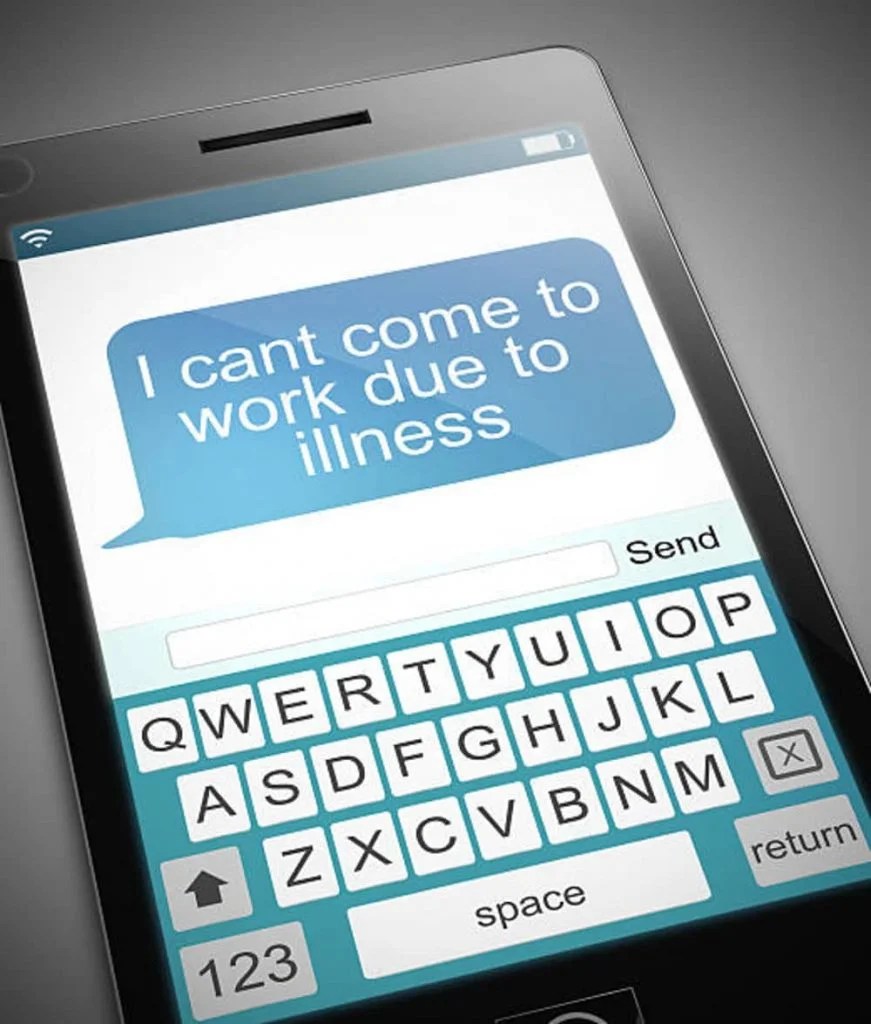 Sending fake sick leave messages to avoid presenting 