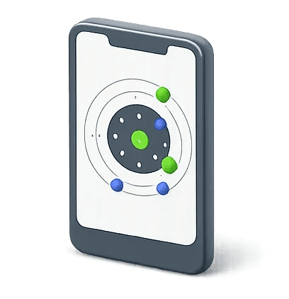 Image d'un téléphone avec une cible pour illustrer l'application mobile Tirium