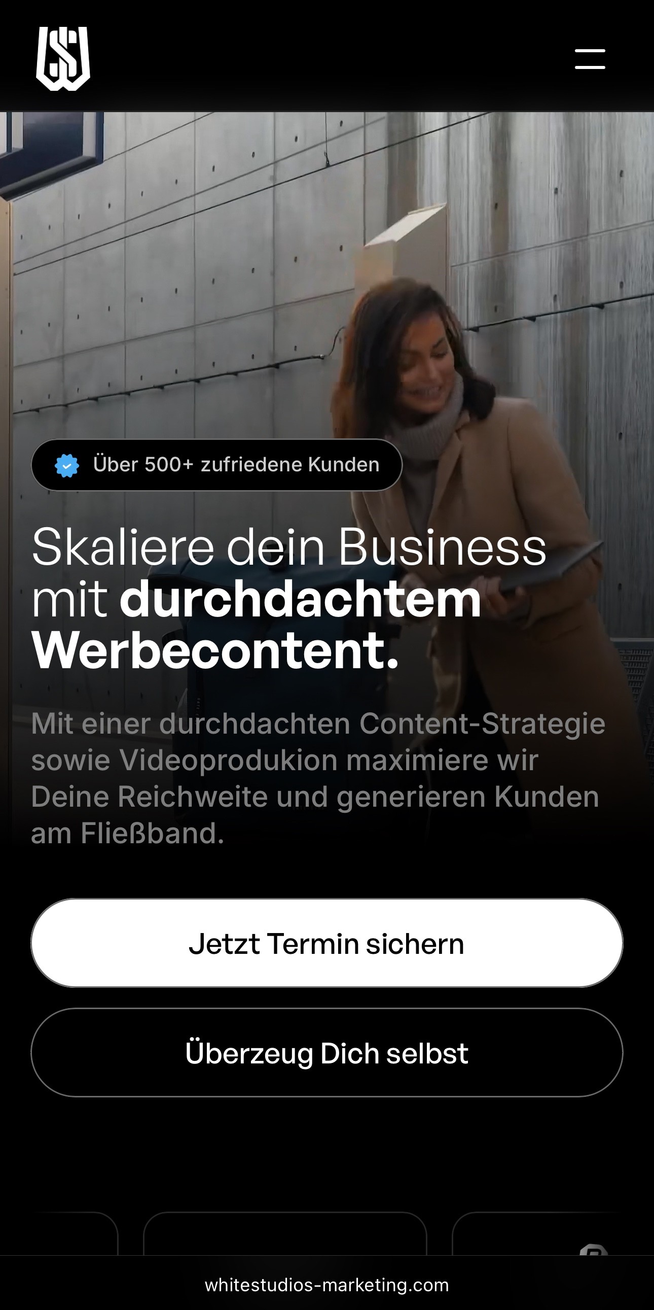Neue Website von White Studios Marketing aus Köln in der Mobilien Ansicht