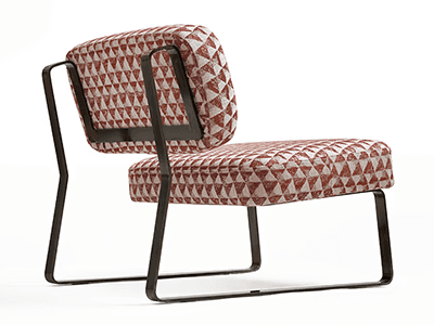 Armchair play with intricated textile design