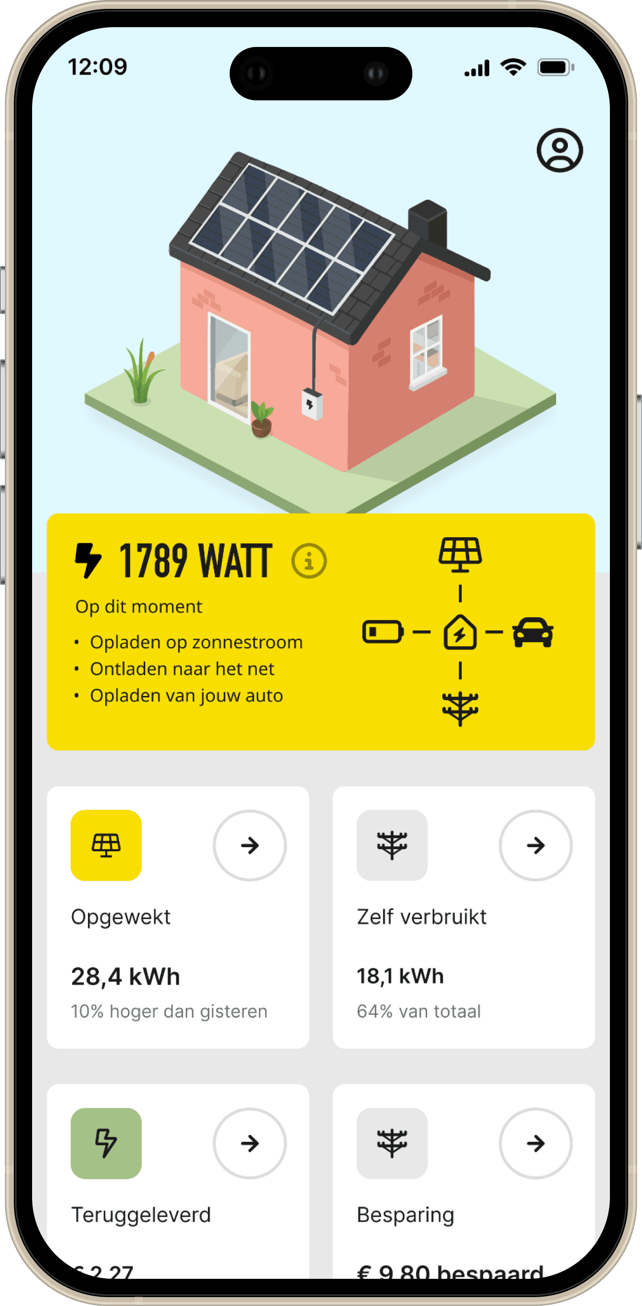 Hegg app thuisbatterij acvititeit en widget